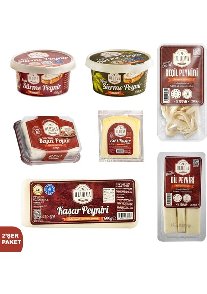 Süzme Peynir, Sürme Peynir, Çeçil Peynir, Beyaz Peynir, Dil Peyniri, Eski Kaşar Peyniri X2'er Paket