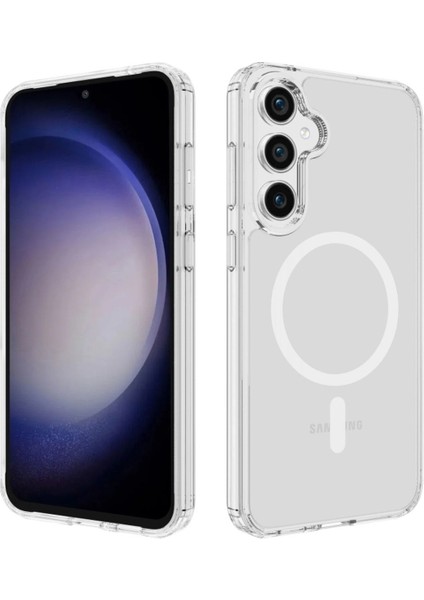 Samsung Galaxy S23 Fe Kılıf Kamera Çıkıntılı Magsafe Wireless Şarj Sert Şeffaf Darbe Emici Kapak