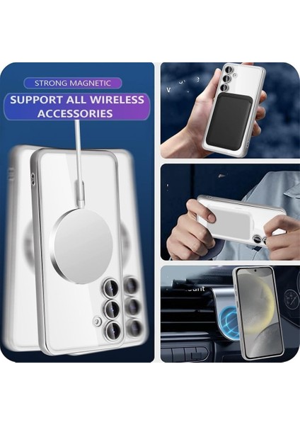 Samsung Galaxy S23 Fe Kılıf Kamera Çıkıntılı Magsafe Wireless Şarj Sert Şeffaf Darbe Emici Kapak