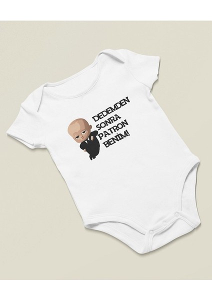 Dedemden Sonra Patron Benim ! Yazılı Pamuklu Yumuşak Unisex Çıtçıtlı Body Zıbın fiyatları