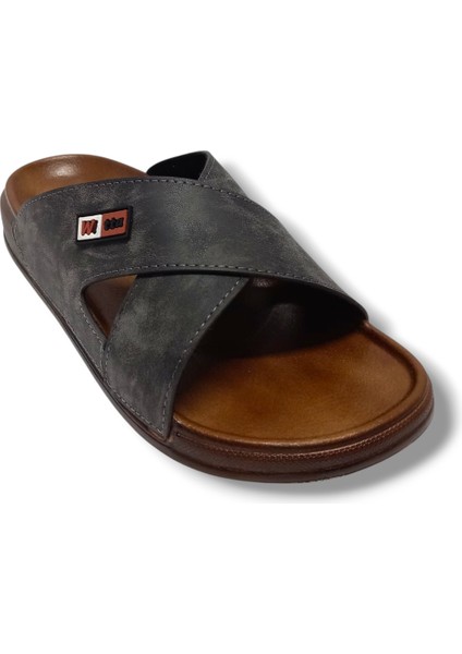 54202-25 Deri Çapraz Bant Anatomik Erkek Terlik