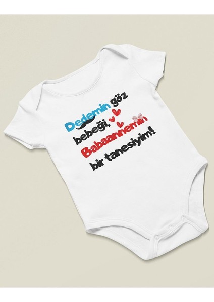 Dedemin Göz Bebeği, Babaannemin Bir Tanesiyim ! Yazılı Pamuklu Yumuşak Unisex Çıtçıtlı Body Zıbın fiyatları