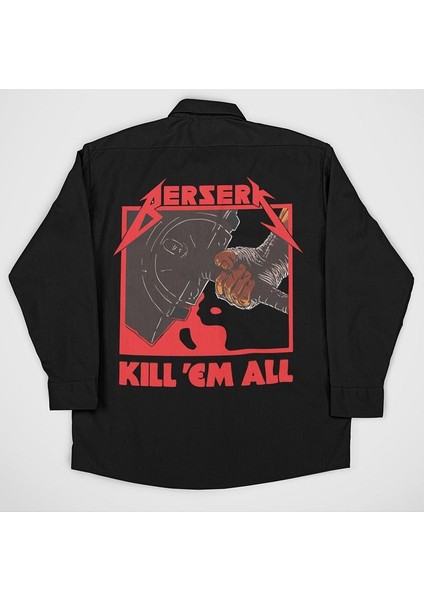 Berserk Kill Em All Baskılı Unisex Anime Gömlek