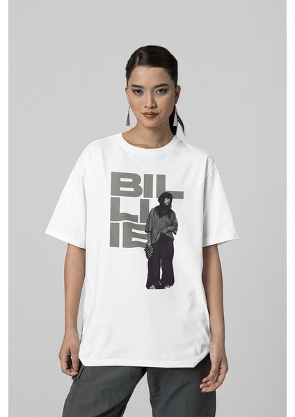 Billie Eilish Özel Tasarım Unisex Tişört, Oversize Şarkıcı Tişört