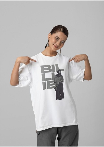 Billie Eilish Özel Tasarım Unisex Tişört, Oversize Şarkıcı Tişört