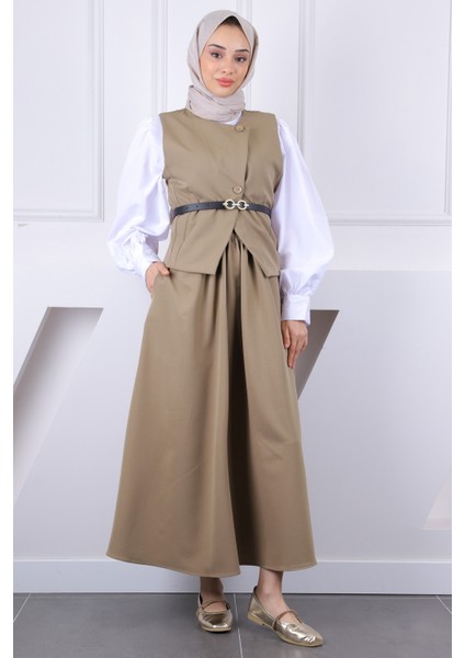 Haki Kemerli Yelek Etekli Takım fiyatları