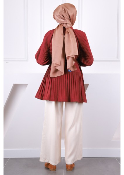 Bordo Piliseli Fermuarlı Ceket fırsatları