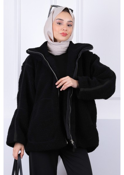 Siyah Kısa Peluş Kaban