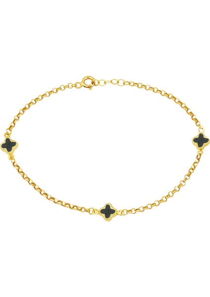 Yeşil Yonca Bileklik Altın 14 Ayar