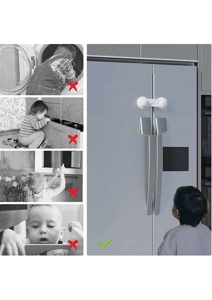 Bebek Çocuk Güvenliği Çekmece ve Dolap Için Kendiliğinde Yapışkanlı Vidasız Kapak Kilidi