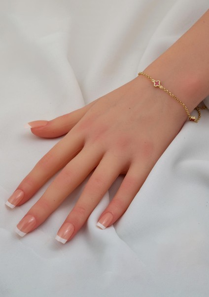 Kırmızı Yonca 14 Ayar Altın Spor Bileklik fiyatları