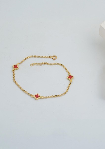 Kırmızı Yonca 14 Ayar Altın Spor Bileklik fırsatları