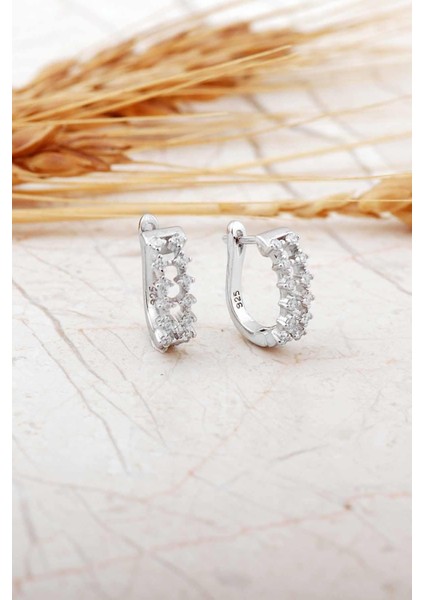 Taşlı Rodyumlu Gümüş J Küpe 7309 fiyatları