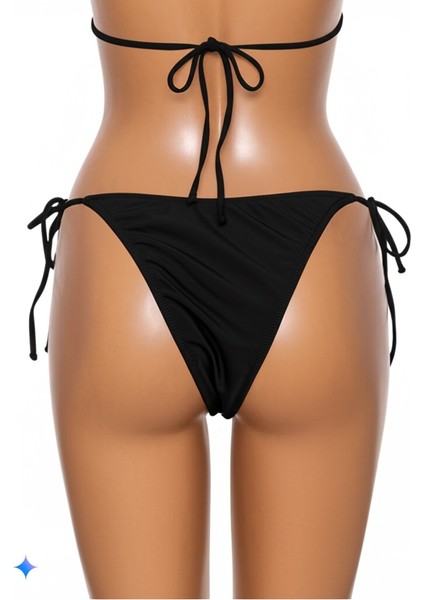 Siyah Kenarları Ince Ip Bağlama Detaylı Bikini Altı fiyatları