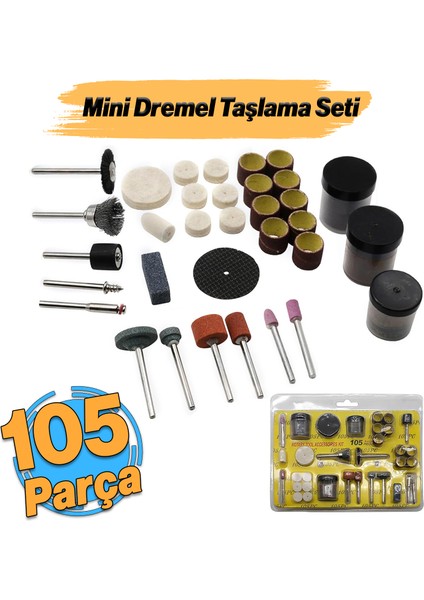 Gravür Seti 105 Parça Matkap Dramel Makine Uyumlu Kalıpçı Taşlama Zımparalama Polisaj Fırçalama Seti