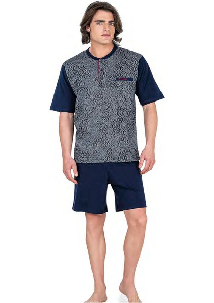 6051 Erkek Jakarlı 3'lü Pijama Takımı modelleri