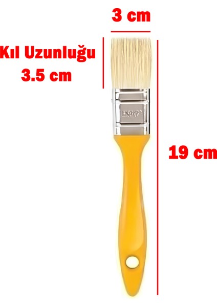 Plastik Saplı Kestirme Boyama Fırçası No 1.5 Numara Tavan Boya Kıl Fırça Iç Dış Cephe