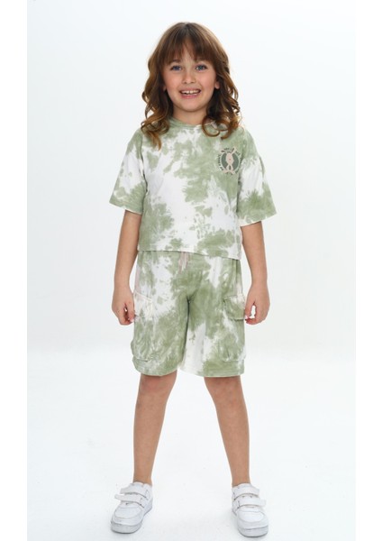 Kız Çocuk Batikli Tavşan Baskılı Şortlu Takım modelleri