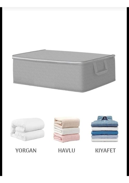 6 Adet Büyük Boy Kalın Kumaş Gri Baza ve Çekyat Tipihurç Ölçüleri 64 x 45 x 22 cm . Dolap Organizer