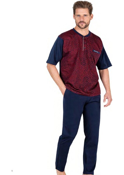 6051 Erkek Jakarlı 3'Lü Pijama Takımı