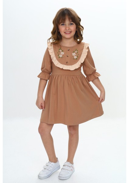 Kız Çocuk Nakış Desenli Elbise