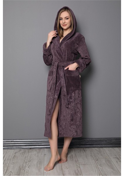 Kadın Gülkurusu Jakarlı Bambu Pamuklu Etek Bornoz Rahat ve Şık, Tek Parça fiyatları