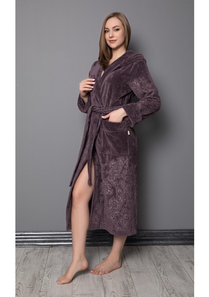 Kadın Gülkurusu Jakarlı Bambu Pamuklu Etek Bornoz Rahat ve Şık, Tek Parça modelleri