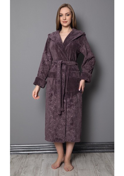 Kadın Gülkurusu Jakarlı Bambu Pamuklu Etek Bornoz Rahat ve Şık, Tek Parça fırsatları