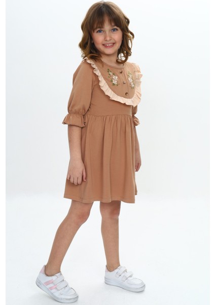 Kız Çocuk Nakış Desenli Elbise modelleri