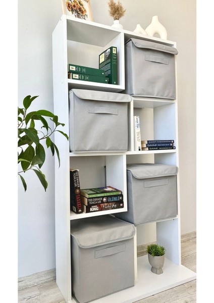 3 Adet Gri Kapaklı Dolap Içi Çamaşır Oyuncak Düzenleyici Katlanır Saklama Kutusu 30 x 30 x 30 cm