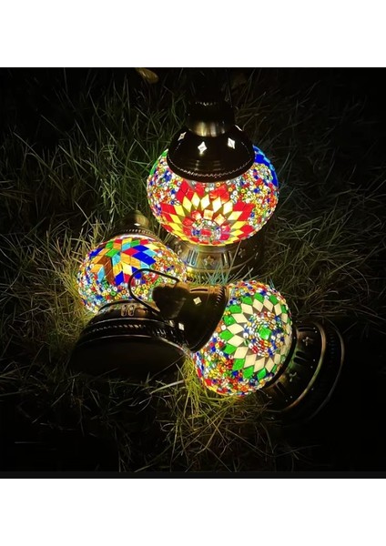 Mozaik Temalı Şarj Edilebilir LED Masa Lambası 20 cm (1 Adet)