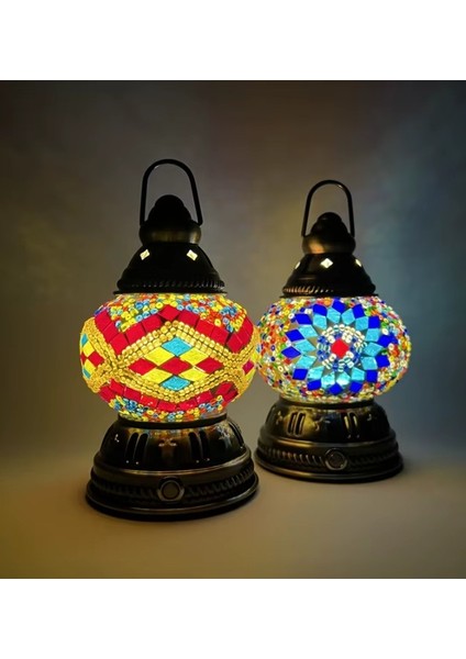 Mozaik Temalı Şarj Edilebilir LED Masa Lambası 20 cm (1 Adet)
