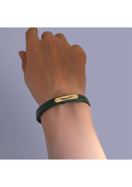 14 Ayar Altın Plakalı Kadınlara Dikdörtgen Figürlü ve Özgün Derili Sembol Bilekliği-367SEMBOL-YEŞIL modelleri