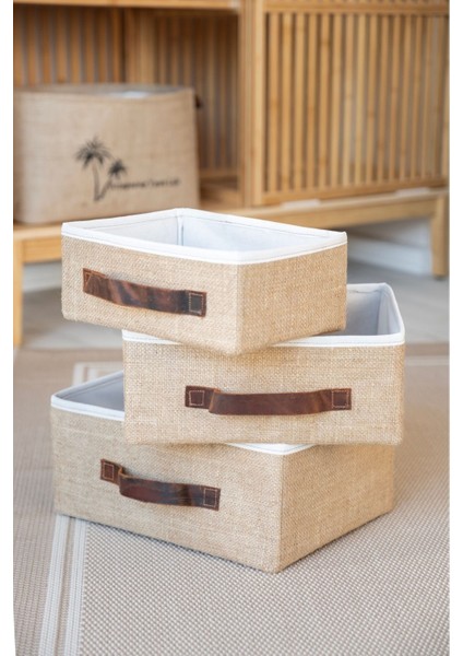 Jüt Dolap Içi Organizer Takı, Makyaj, Banyo, Ofis Düzenleyici Saklama Kutusu Organizer 26 x 20 x 10 cm