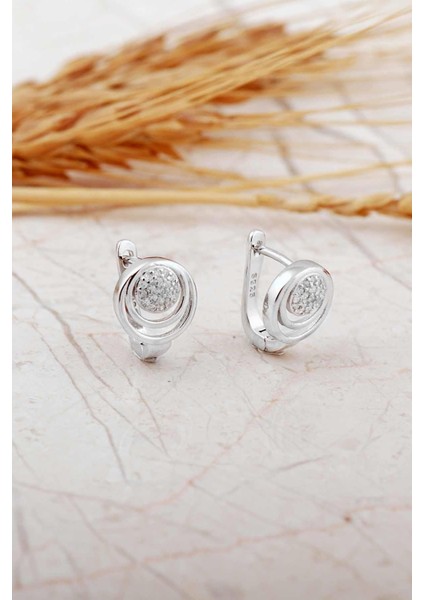 Halka Tasarım Rodyumlu Gümüş J Küpe 7319