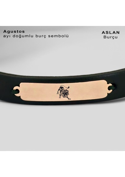 14 Ayar Altın Plakalı Dikdörtgen Figürlü ve Özgün Derili Kadınlara Özel Burç Bilekliği-367BURÇ-YEŞIL fiyatları