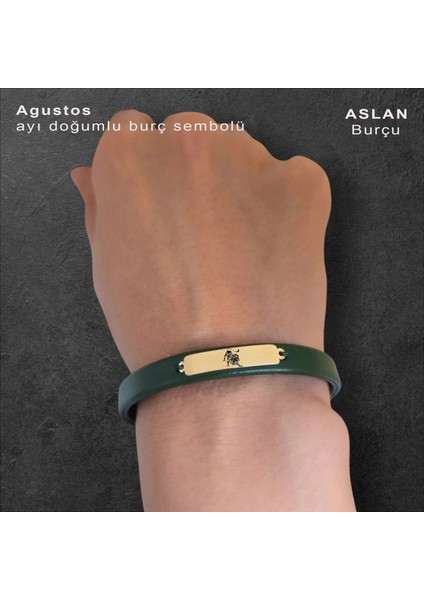 14 Ayar Altın Plakalı Dikdörtgen Figürlü ve Özgün Derili Kadınlara Özel Burç Bilekliği-367BURÇ-YEŞIL fırsatları