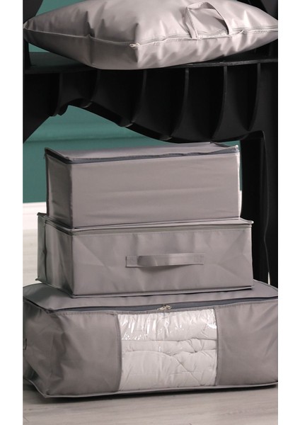 5'li Set 53 x 44 x 21 cm Baza Altı & Dolap Içi Organizer, Yorgan & Yastık Düzenleyici Hurç Gri indirimleri