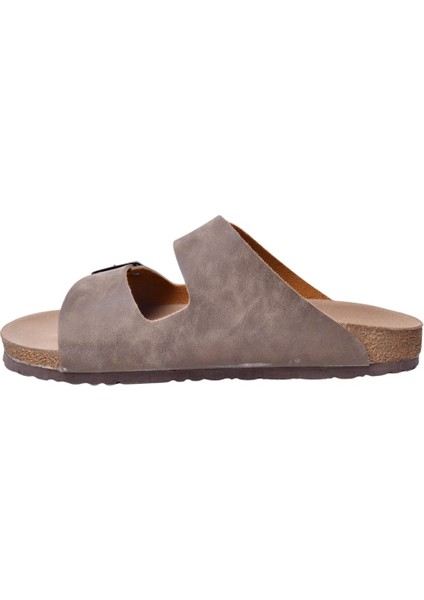 S902.002 Unısex Çift Tokalı Mantar Taban Comfort Terlik Vizon modelleri