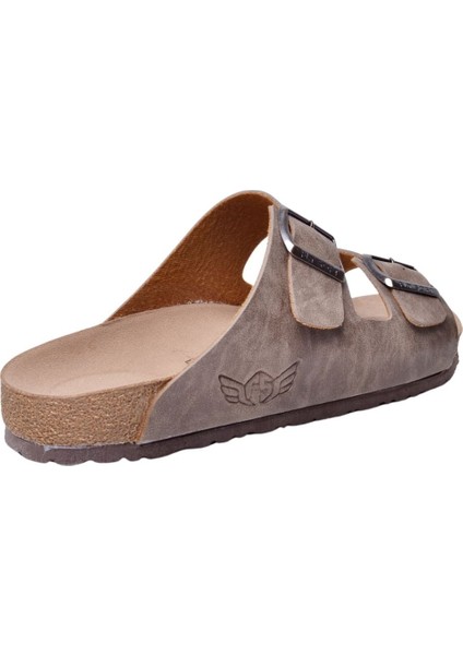 S902.002 Unısex Çift Tokalı Mantar Taban Comfort Terlik Vizon fırsatları