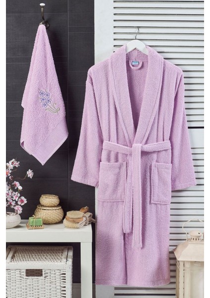 Yumuşak pamuklu hafif banyo bornoz takımı, şık ve konforlu iki parçalı set