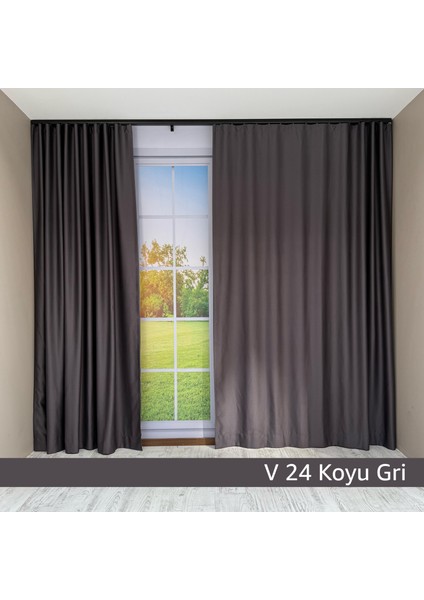 Donatti Koyu Gri Star Blackout Pilesiz Tek Kanat Fon Perde