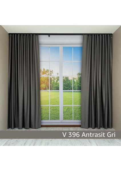 Donatti Antrasit Gri Star Blackout Pilesiz Tek Kanat Fon Perde