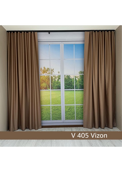 Donatti Vizon Açık Kahverengi Star Blackout Pilesiz Tek Kanat Fon Perde