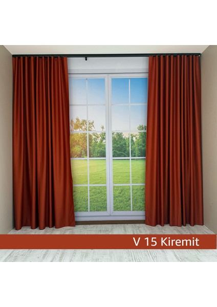 Donatti Kiremit Rengi Star Blackout Pilesiz Tek Kanat Fon Perde
