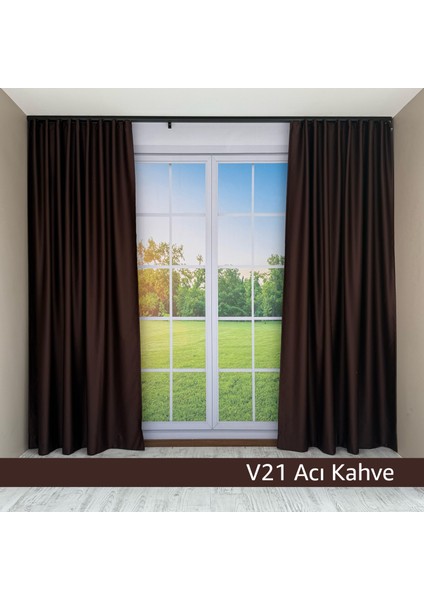 Donatti Acı Kahverengi Star Blackout Pilesiz Tek Kanat Fon Perde