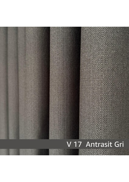 Donatti Antrasit Gri Düz Keten Fon Perde 1/3 Pile Tek Kanat fiyatları