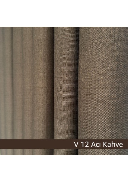 Donatti Acı Kahverengi Düz Keten Fon Perde 1/3 Pile Tek Kanat fiyatları