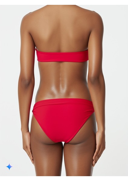 Kırmızı Dar Kalıp Bir Taraf Kalın Ip Bağcıklı Bikini Altı
