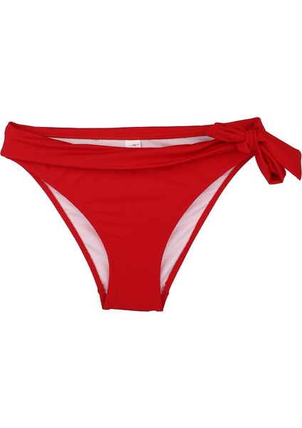 Kırmızı Dar Kalıp Bir Taraf Kalın Ip Bağcıklı Bikini Altı